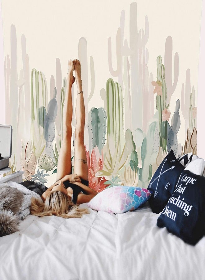 Manicer Cactus Tapestry, Colorful Plant Herbs Botanical Tapestry Wall Hanging Nature Scenery Tapestries Art Print Mural for Bedroom Living Room Home Décor - 59.1" x 80" - Image 2